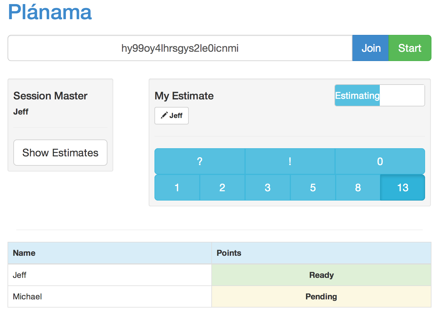 Agile sprint planning tool used to estimate task cost.